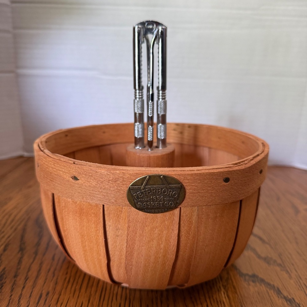 Peterboro Basket Co Handmade Wood Nutcracker Basket Set with 2 Picks Made in USA